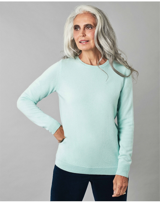 Aquamarine Cashmere Straight Fit Crew Neck Sweater Pure Collection