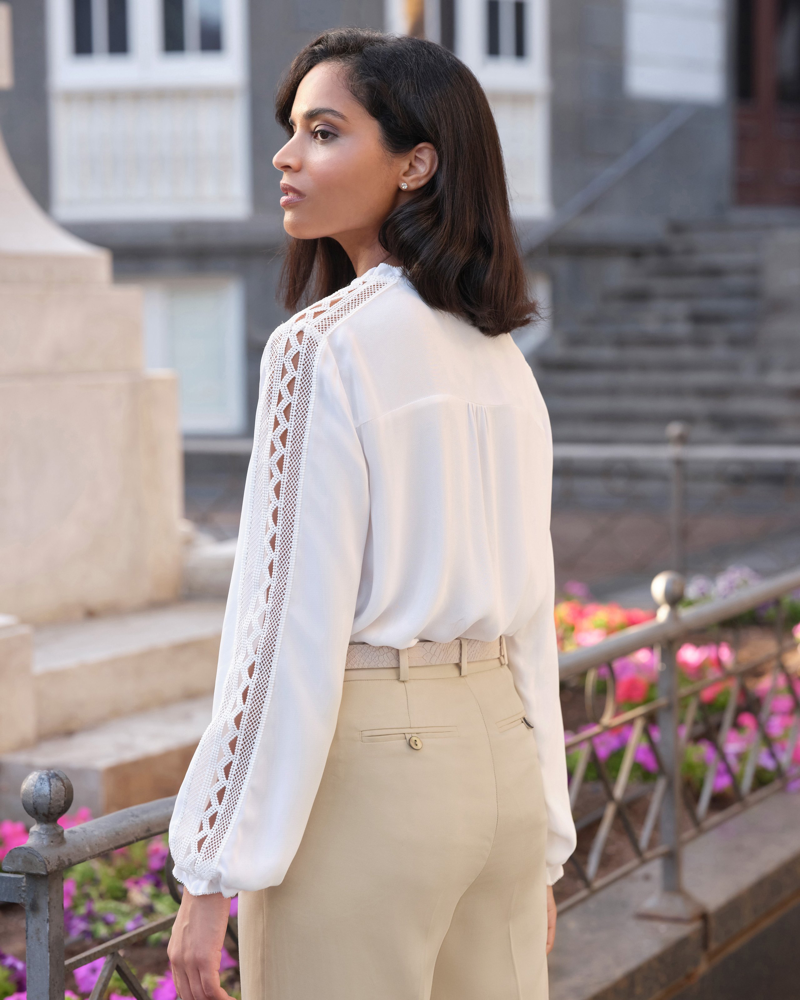 Ivory Sleeve Detail Blouse Pure Collection