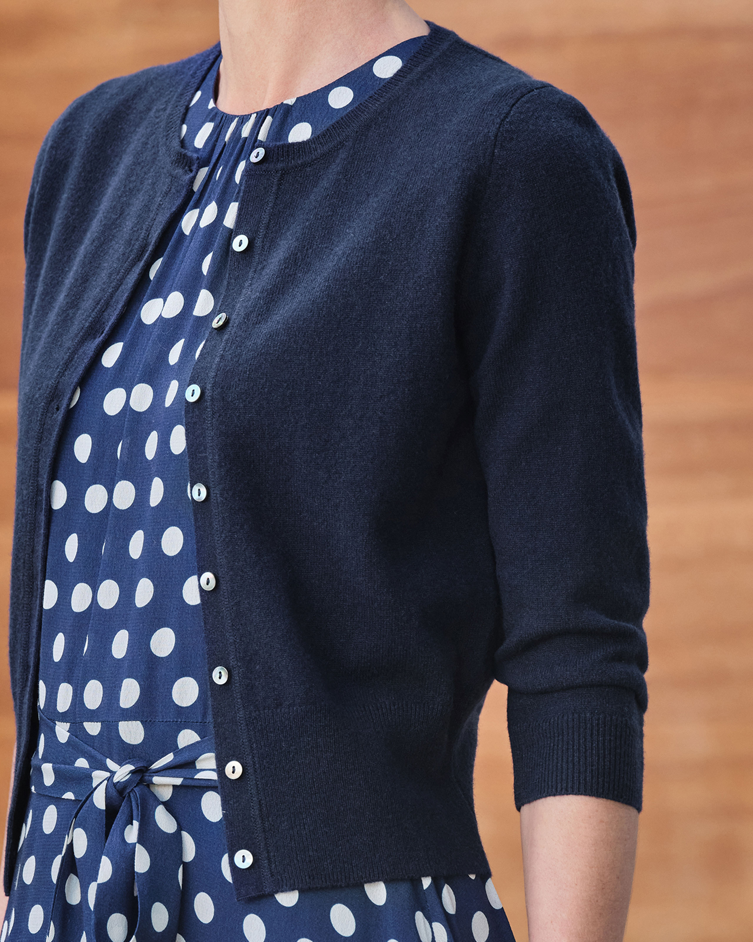 Navy Cashmere Cropped Cardigan Pure Collection