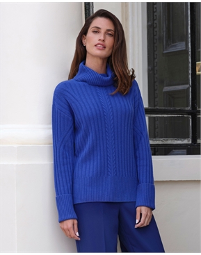 Cobalt | Cashmere Wool Chunky Roll Neck | Pure Collection