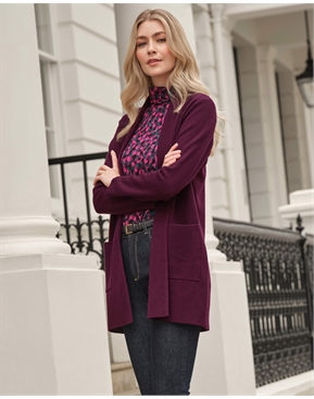Long Cardigan in Aubergine