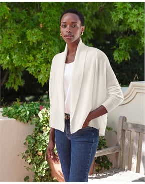 Soft White | Cashmere Short Open Cardigan | Pure Collection