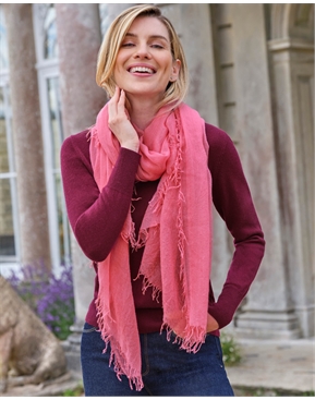 100% Cashmere Blanket Scarf - Red