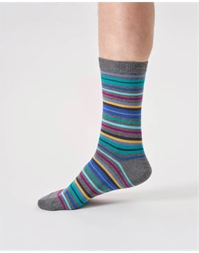 Mens Stripe Organic Cotton Crew Socks