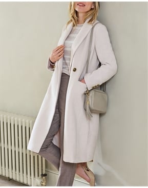 Winter White | Boucle Wool Double Breasted Coat | Pure