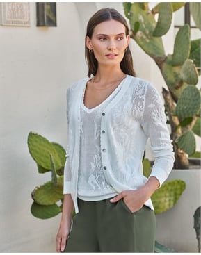 Soft White | Cotton Lace Cardigan | Pure Collection