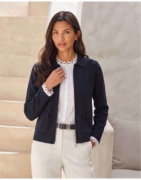 Blue | Boucle Collarless Jacket | Pure Collection