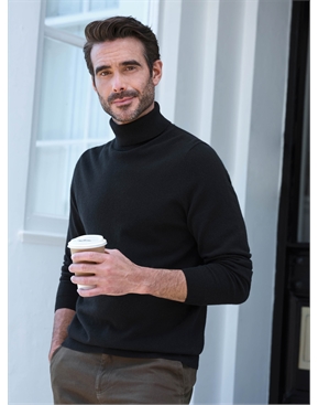 Black | Mens Cashmere Roll Neck Sweater | Pure Collection