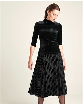 Devore Spot | Soft Pleat Skirt | Pure Collection