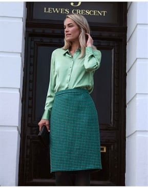 Green plaid cheap pencil skirt