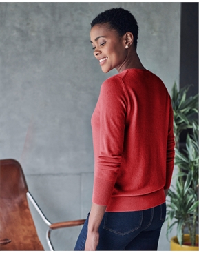 Cherry Red | Cashmere Crew Neck Cardigan | Pure Collection