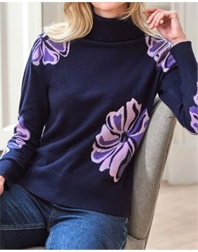 CD Navy Style Collared Sweater Ligth Blue mix White Wool