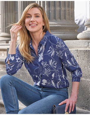 navy floral shirt womens