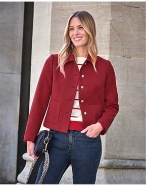 Red | Wool Blend Collar Jacket | Pure Collection