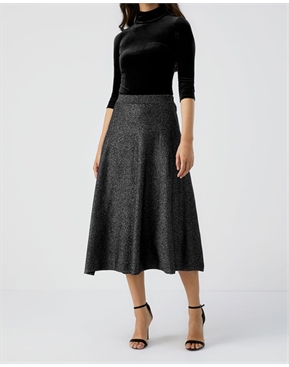 Pewter Sparkle | Knitted Fit And Flare Skirt | Pure Collection