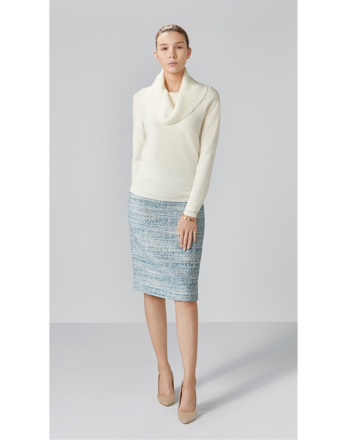 white cowl neck sweater