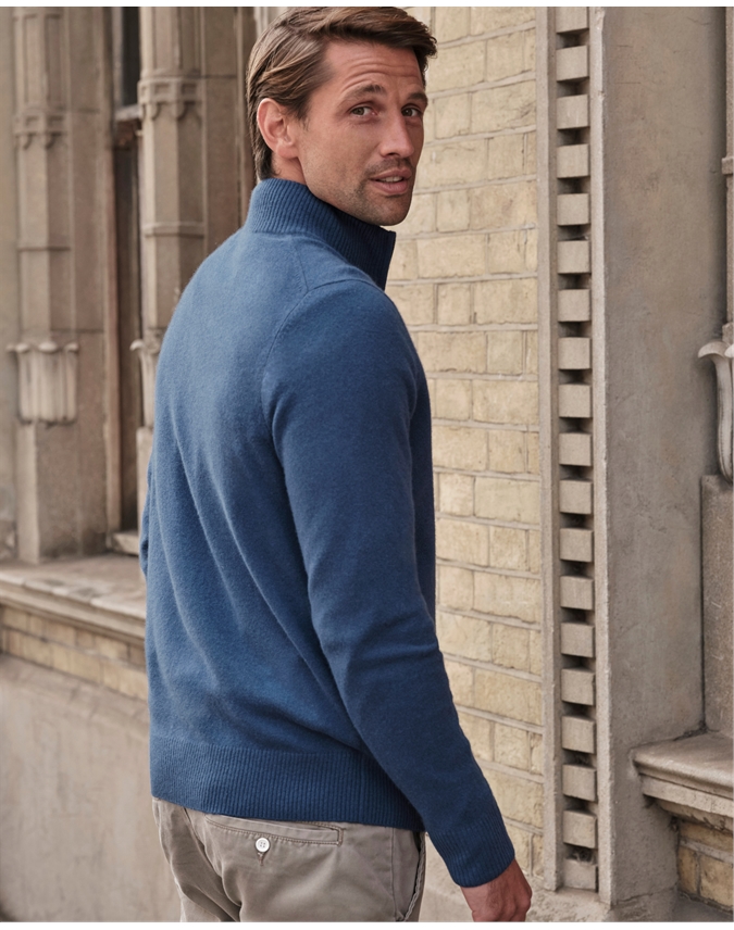 Mens Cashmere Zip Neck Sweater