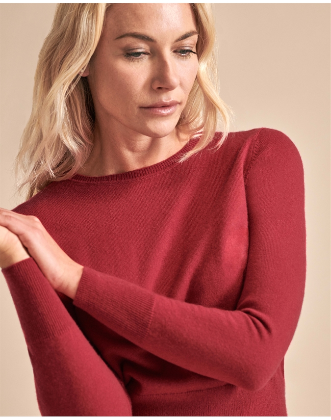 Cranberry | Cashmere Cropped Sweater | Pure Collection