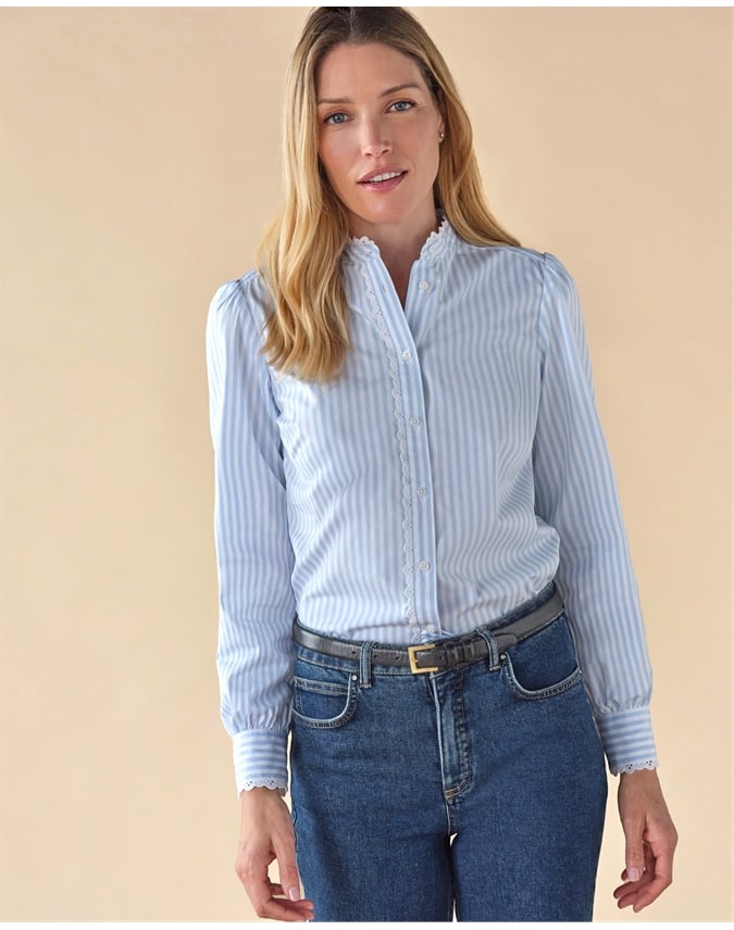 Lace Trim Cotton Shirt