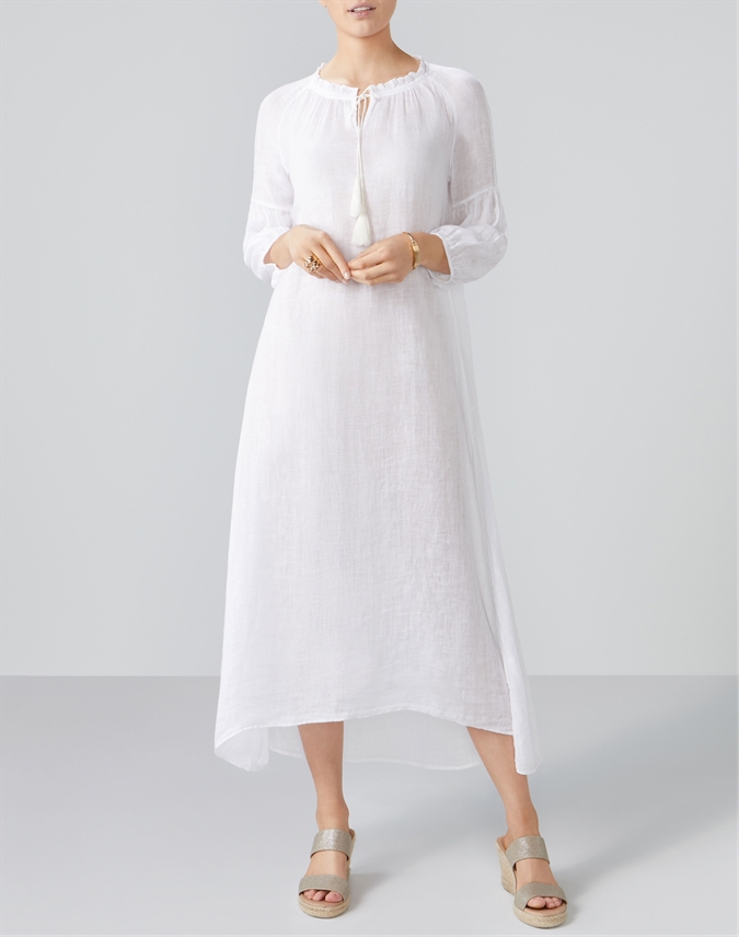 white tassel maxi dress