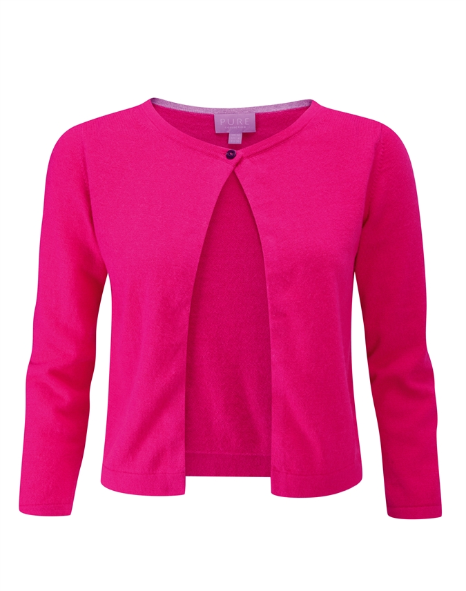 Hot Pink One Button Cardigan Pure Collection