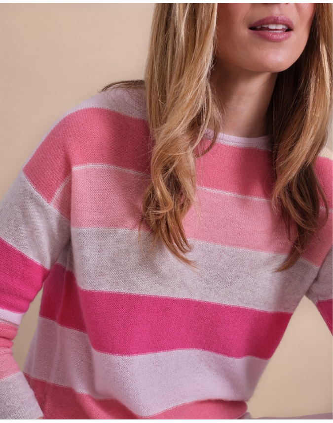 Stripe Gassato Cashmere Reverse Sweater