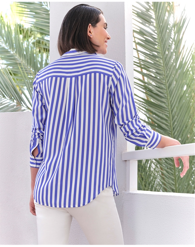 Silk Blend Stripe Shirt