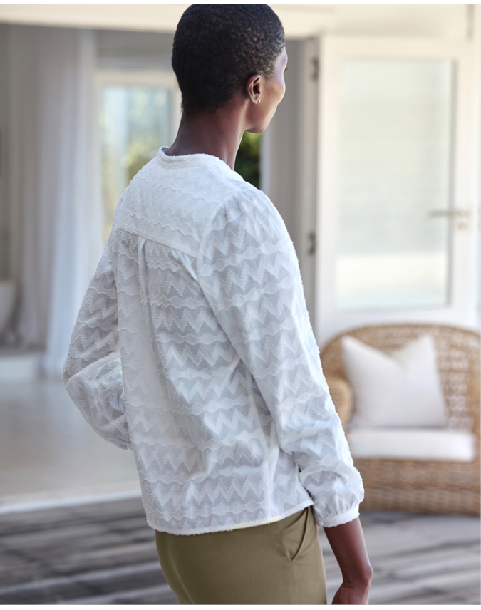 Jacquard Button Detail Top