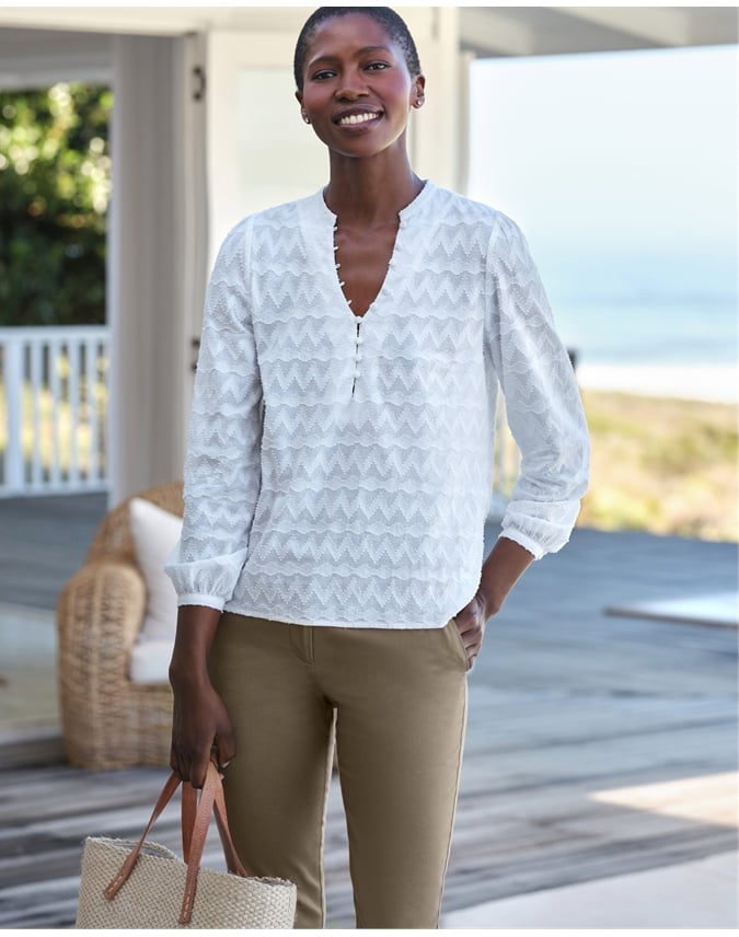 Jacquard Button Detail Top