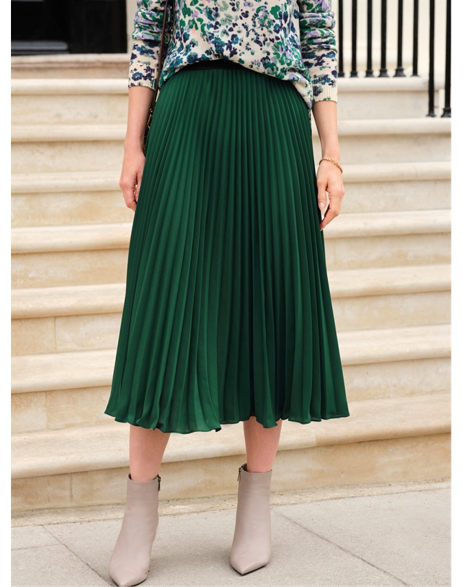 Lush Green | Sunray Pleat Skirt | Pure Collection