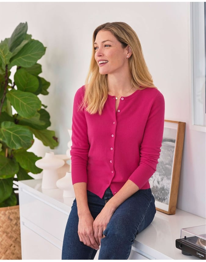 Cashmere Crew Neck Cardigan