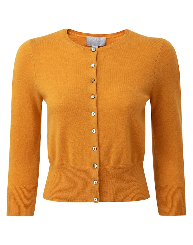 Marigold | Cashmere Crop Cardigan | Pure Collection