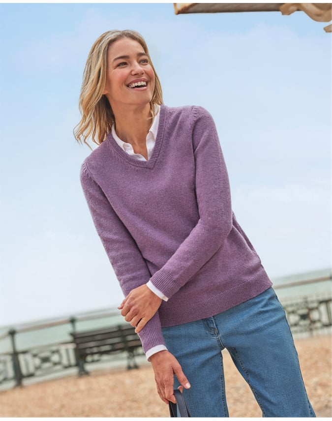 Womens Lambswool V Neck Sweater