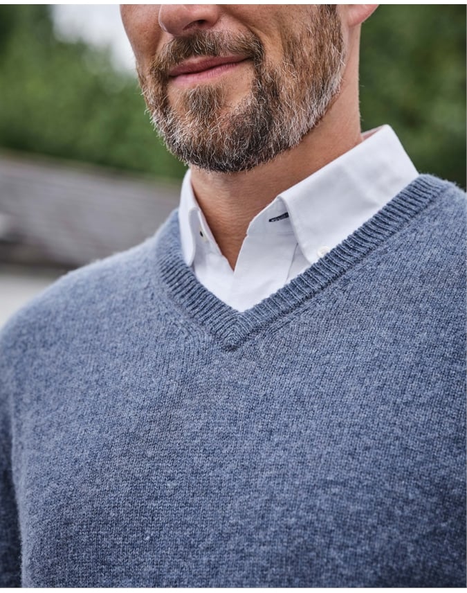 Mens Lambswool V Neck Sweater