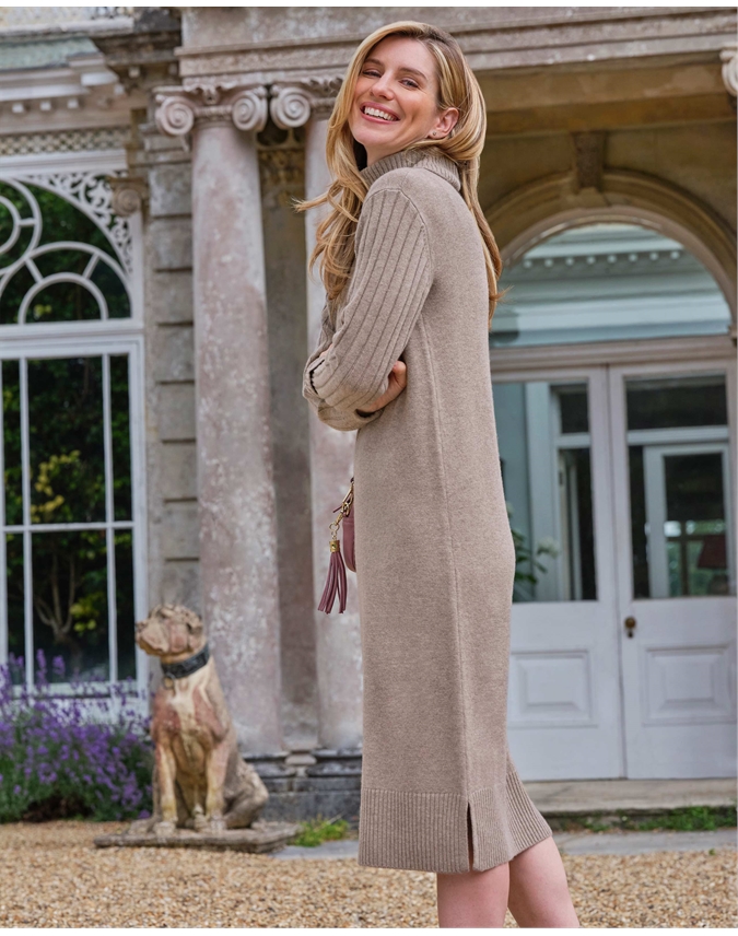 Formal Dresses Amazon High Neck Dress Cable-Knit V-Neck Long Sleeve Mini Sweater  Dress White