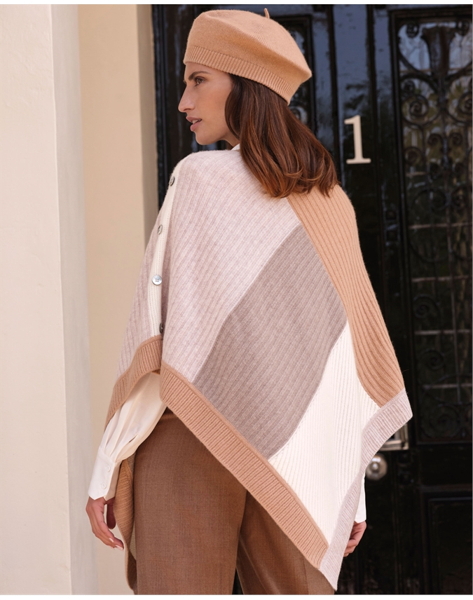 Cashmere Color Blocked Poncho