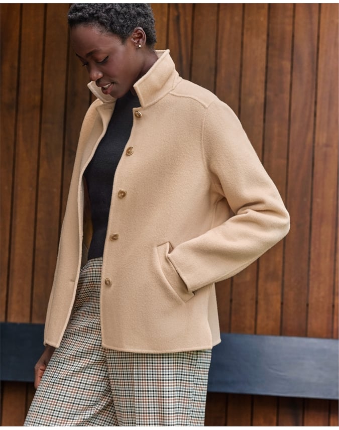 Beige wool jacket on sale