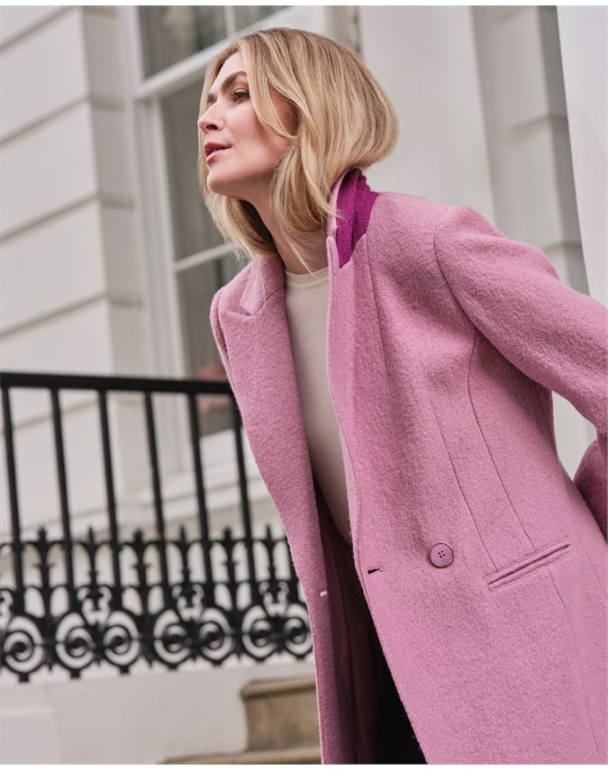 Pink wool coat womens on sale