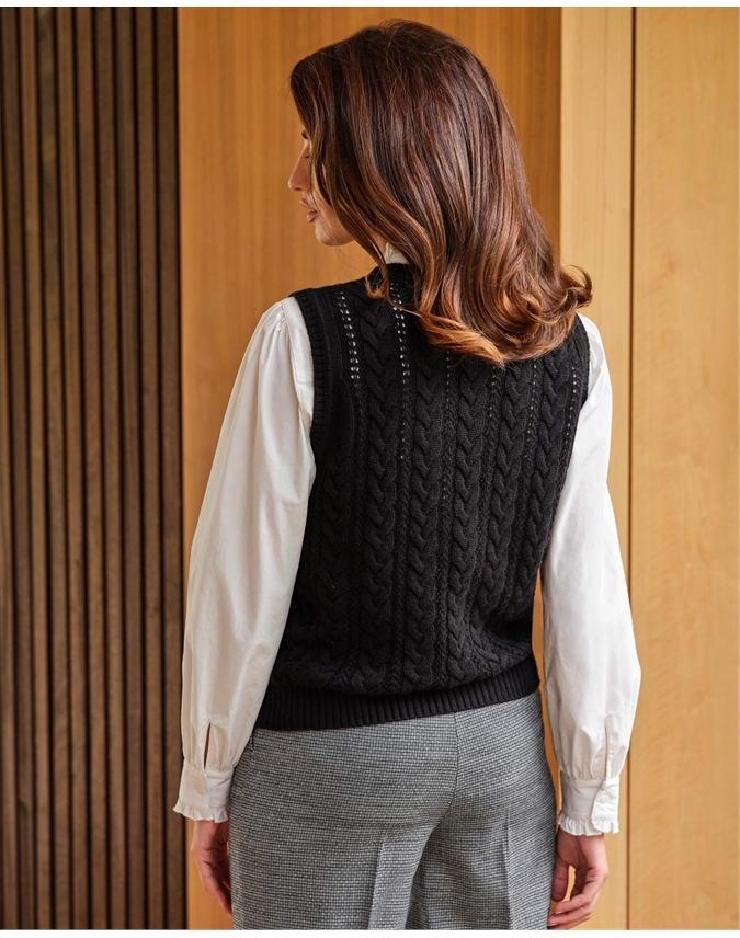 Wool Cashmere Knitted Cable Tank