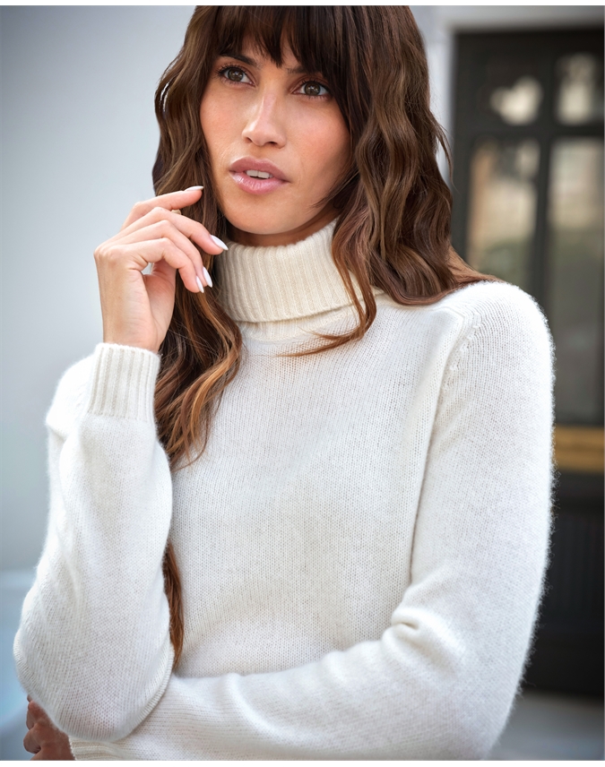 Soft White Lofty Roll Neck Jumper Pure Collection