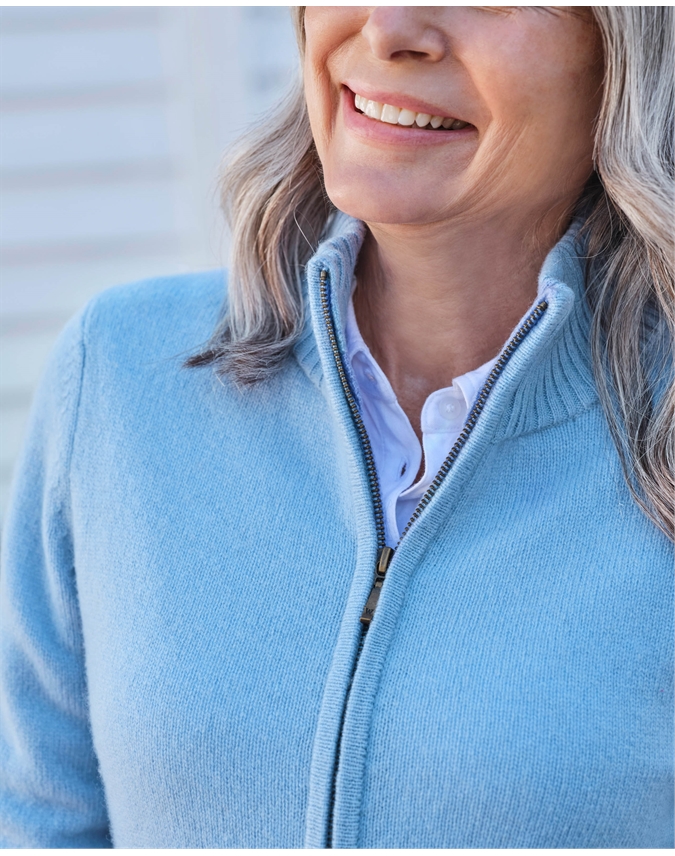 Lambswool Zip Thru Cardigan