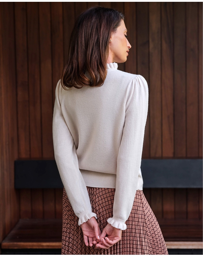 Wool Cashmere Frill Collar Sweater