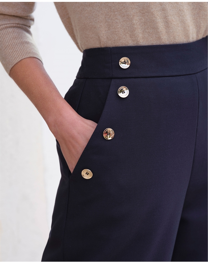 Button Detail Straight Trousers