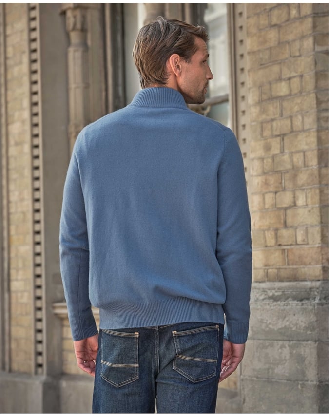 Mens Cashmere Zip Neck Sweater