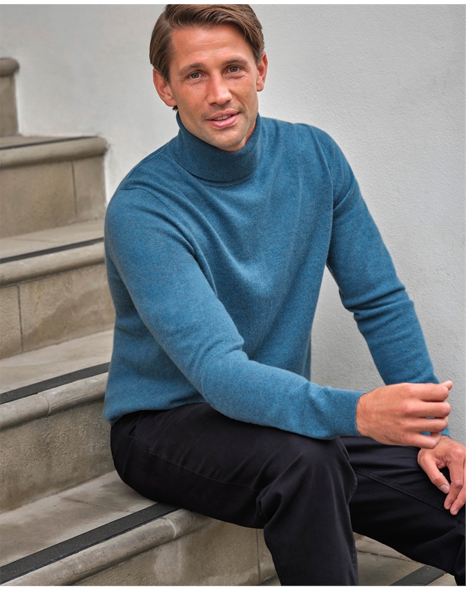 Mens Cashmere Roll Neck Sweater