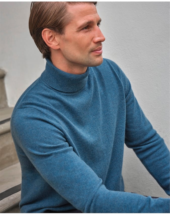 Mens Cashmere Roll Neck Sweater