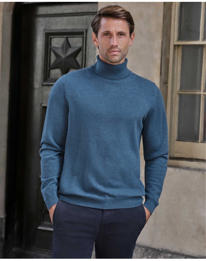 Mens Cashmere Roll Neck Sweater