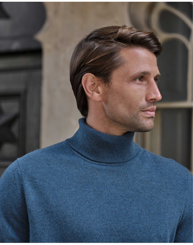 Mens Cashmere Roll Neck Sweater