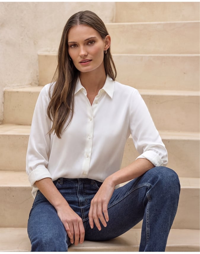 Sand Washed Pure Silk Satin Blouse