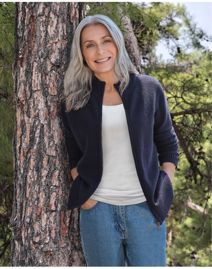 Lambswool Zip Thru Cardigan